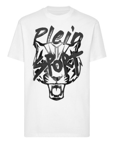 T-shirt Round Neck Stencil Tiger Street Fighter