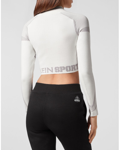 Knit Jacquard Cropped Top LS