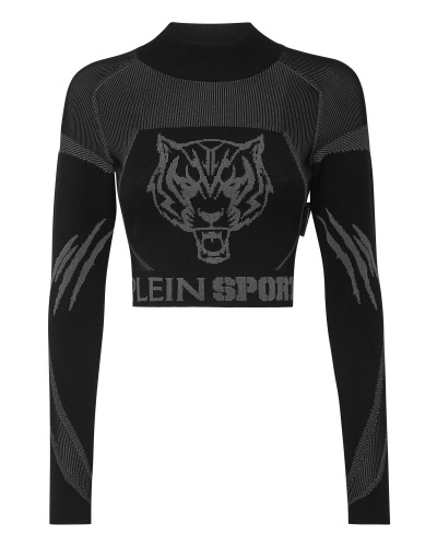 Knit Jacquard Cropped Top LS