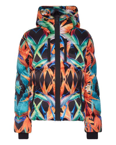 Nylon Puffer Jacket Flowers