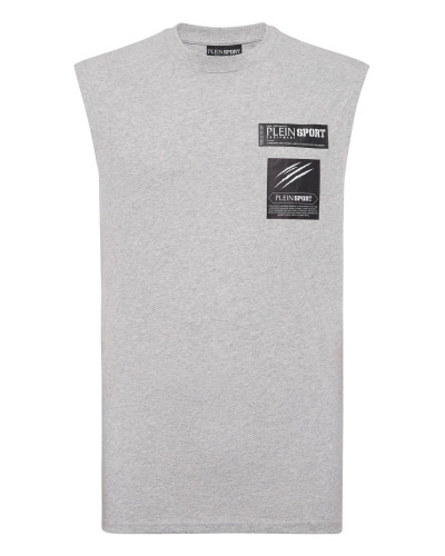 Sleeveless T-shirt Round Neck Scratch