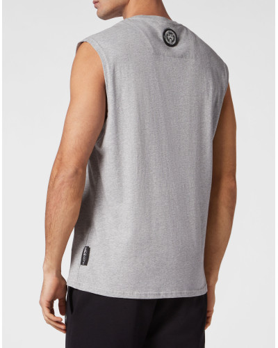 Sleeveless T-shirt Round Neck Scratch