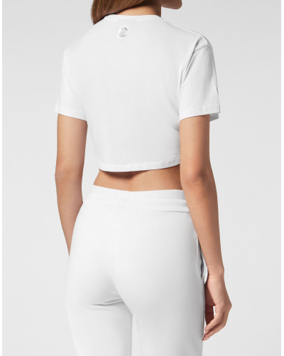 Cropped T-shirt Round Neck Scratch