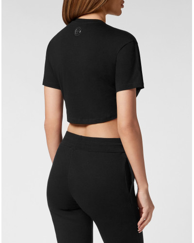 Cropped T-shirt Round Neck Scratch