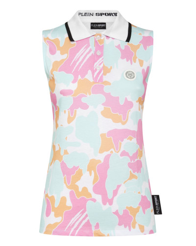 Sleeveless Polo Shirt Camouflage