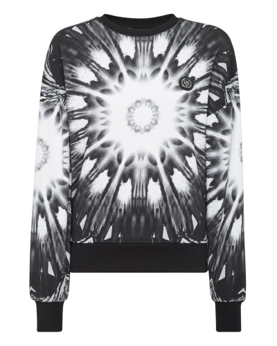 Cropped Roundneck Optical Flower