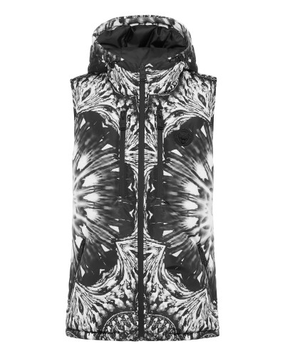 Nylon Puffer Vest Optical Flower