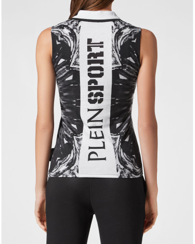 Sleveless Polo Optical Flower