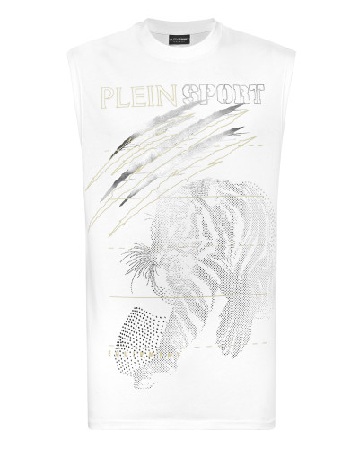 Cotton Dotted T-shirt Round Neck Sleeveless Lamina Tiger