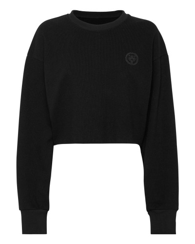 Sponge Cropped Sweatshirt Round Neck LS
