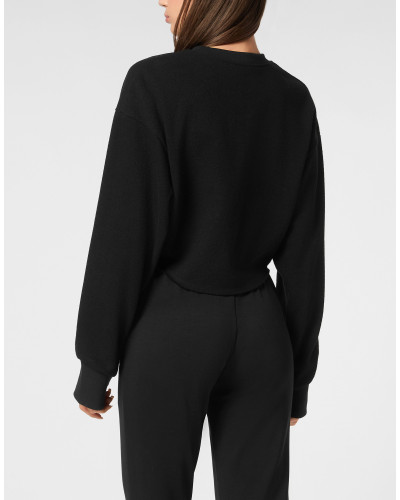 Sponge Cropped Sweatshirt Round Neck LS