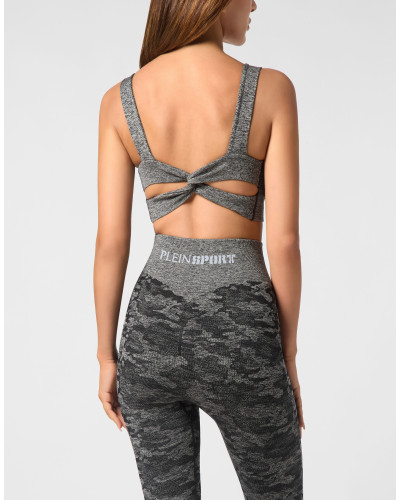 Seamless Crossed Straps Sport Bra Logo
