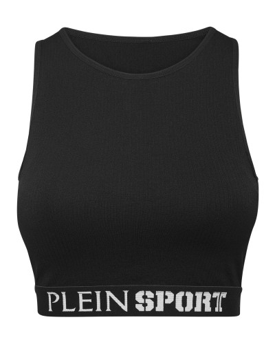 Rib Seamless Training Sport Bra Logo