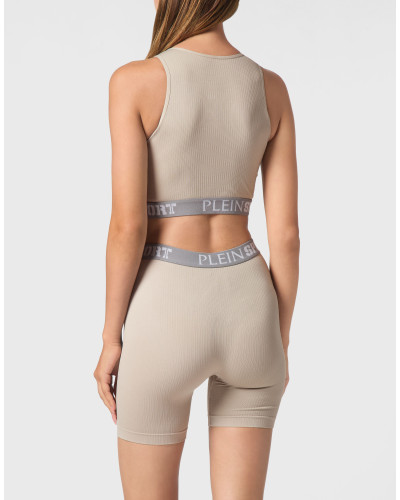 Rib Seamless Training Sport Bra Logo