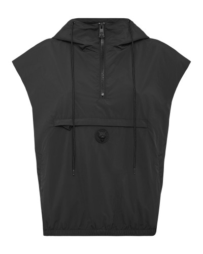 Hooded Zipped Vest With Pockets